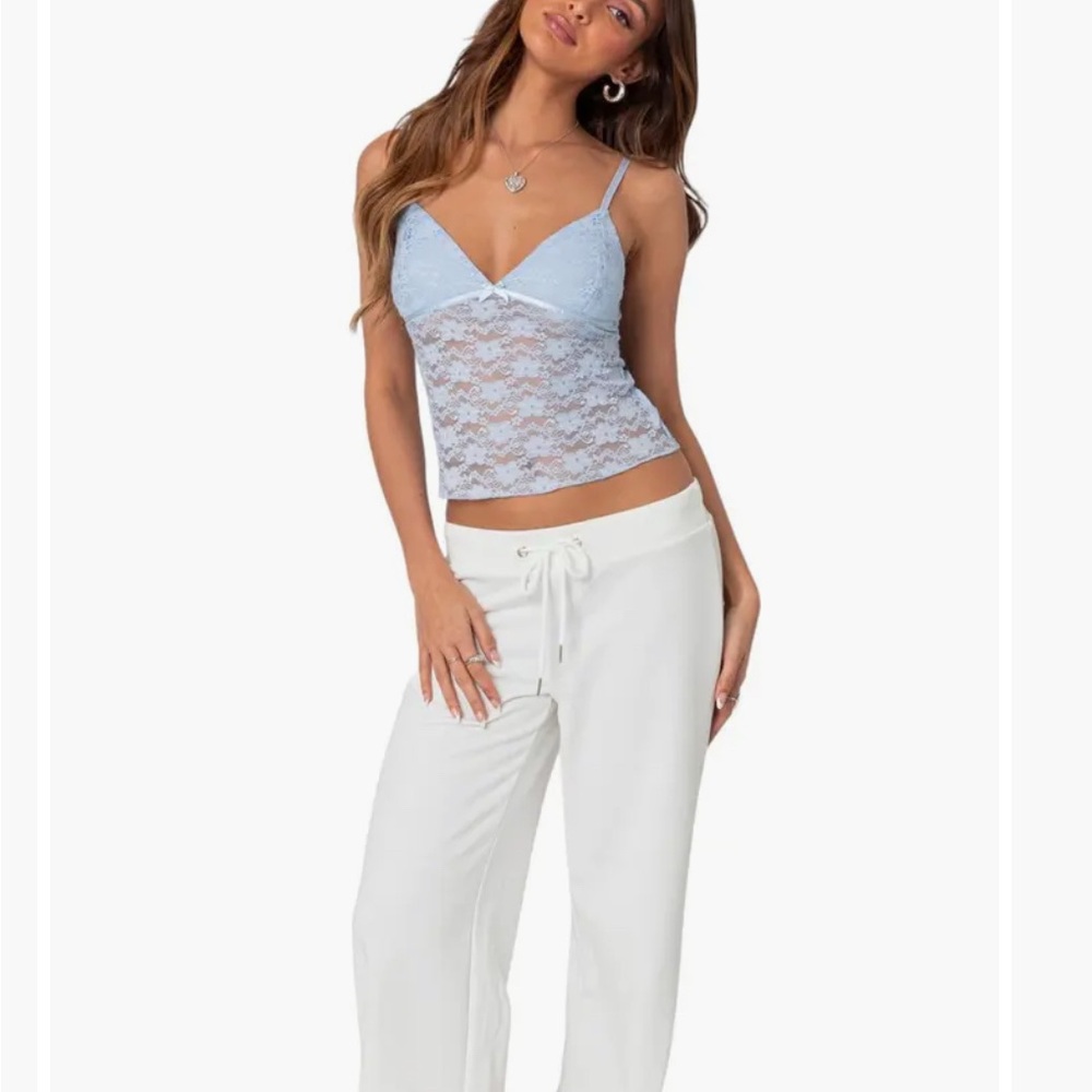 Edikted small white straight leg sweatpants